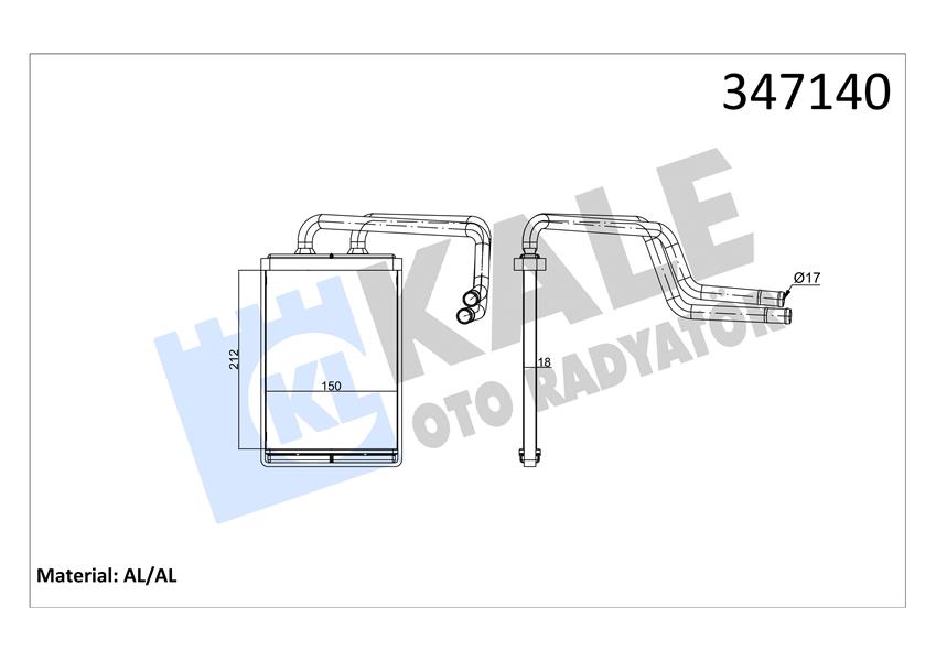 KALE OTO RADYATÖR 347140 İklimlendirme Sistemi İç Mekan Isı Değiştirici - HYUNDAI ELANTRA III (XD) uyumlu