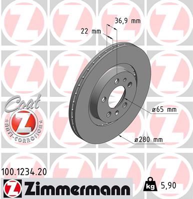 ZIMMERMANN 100.1234.20 Fren Sistemleri Fren Diski - AUDI A3 (8L1) uyumlu