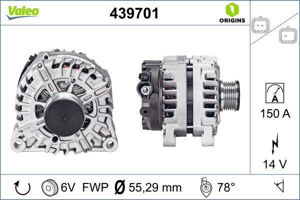 VALEO 439701 Elektrik Sistemi Alternatör - CITROËN C4 II (NC_) uyumlu
