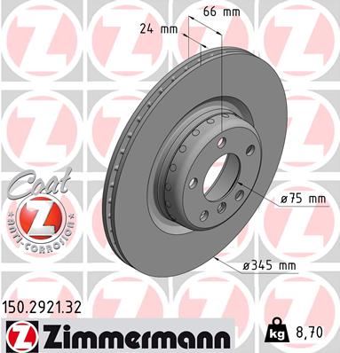 ZIMMERMANN 150.2921.32 Fren Sistemleri Fren Diski - BMW 1 (F20) uyumlu