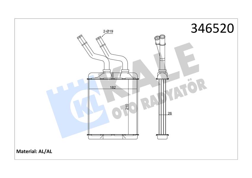 KALE OTO RADYATÖR 346520 İklimlendirme Sistemi İç Mekan Isı Değiştirici - ALFA ROMEO 156 (932_) uyumlu