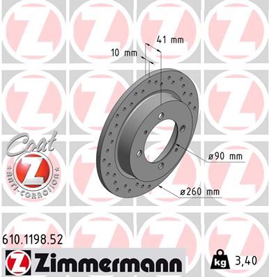 ZIMMERMANN 610.1198.52 Fren Sistemleri Fren Diski - MITSUBISHI CARISMA (DA_) uyumlu