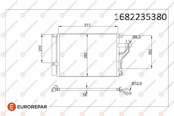 EUROREPAR 1682235380 İklimlendirme Sistemi Klima Radyatörü - KIA SPORTAGE III (SL) uyumlu
