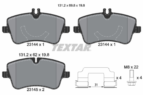 TEXTAR 2314401 Fren Sistemleri Fren Balatası - MERCEDES-BENZ C-SERISI T-Model (S203) uyumlu