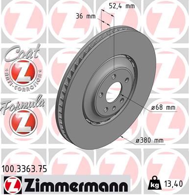ZIMMERMANN 100.3363.75 Fren Sistemleri Fren Diski - AUDI A8 D4 (4H2, 4H8, 4HC, 4HL) uyumlu