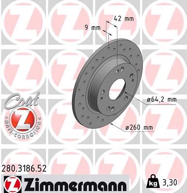 ZIMMERMANN 280.3186.52 Fren Sistemleri Fren Diski - HONDA CIVIC VIII Hatchback (FN, FK) uyumlu
