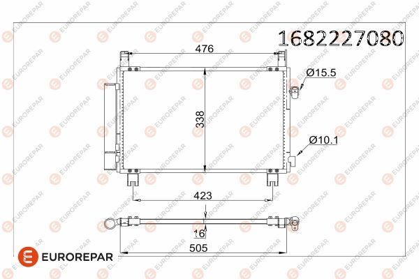 EUROREPAR 1682227080 İklimlendirme Sistemi Klima Radyatörü - TOYOTA YARIS (_P9_) uyumlu