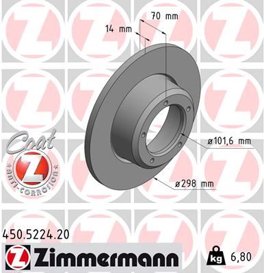ZIMMERMANN 450.5224.20 Fren Sistemleri Fren Diski - LAND ROVER RANGE ROVER I uyumlu