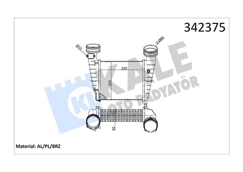 KALE OTO RADYATÖR 342375 Motor Turbo Radyatörü - VW PASSAT B5.5 (3B3) uyumlu