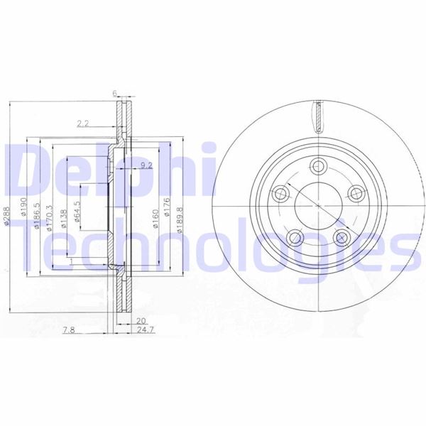 DELPHI BG3512 Fren Sistemleri Fren Diski - JAGUAR S-TYPE II (X200) uyumlu