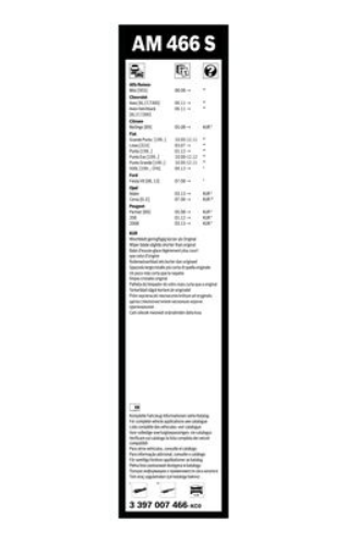 BOSCH 3 397 007 466 Kaporta & Gövde Parçaları Cam Silecek Mekanizması - OPEL CORSA D (S07) uyumlu