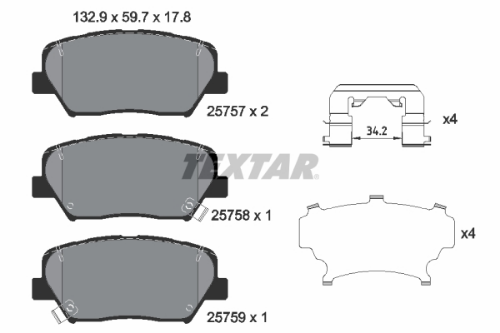 TEXTAR 2575701 Fren Sistemleri Fren Balatası - HYUNDAI SANTA FÉ III (DM, DMA) uyumlu