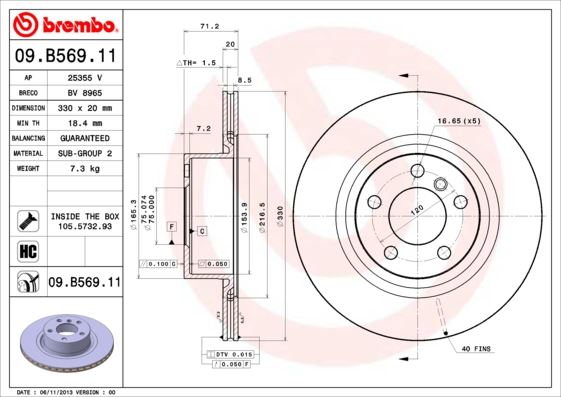 BREMBO 09.B569.11 Fren Sistemleri Fren Diski - BMW X3 (F25) uyumlu