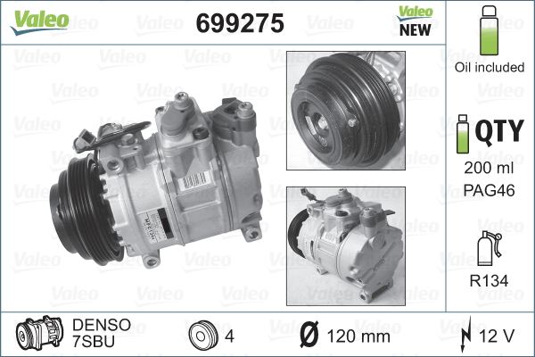 VALEO 699275 İklimlendirme Sistemi Kompresör Parçaları - AUDI A4 B5 (8D2) uyumlu