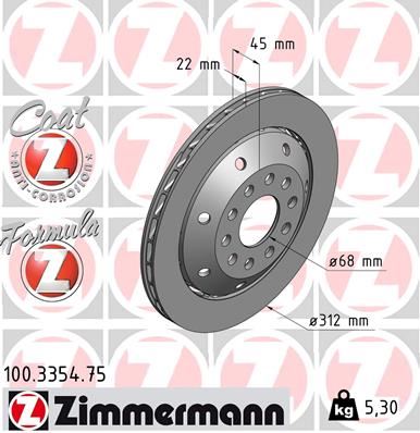 ZIMMERMANN 100.3354.75 Fren Sistemleri Fren Diski - AUDI A4 B5 Avant (8D5) uyumlu
