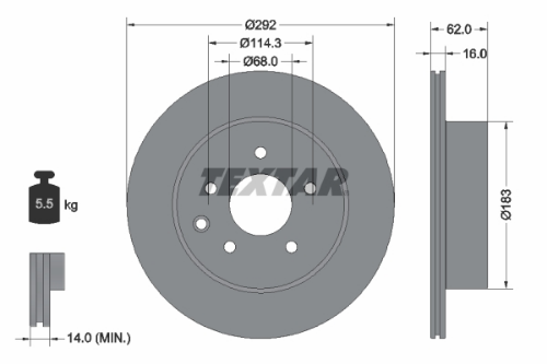 TEXTAR 92144003 Fren Sistemleri Fren Diski - NISSAN LEAF (ZE0) uyumlu