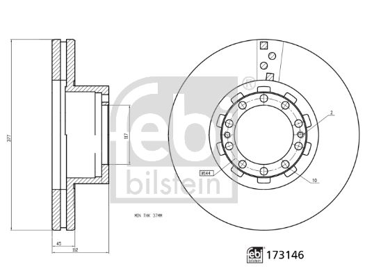 FEBI BILSTEIN 173146 Fren Sistemleri Fren Diski - IVECO DAILY III Platform şasi uyumlu