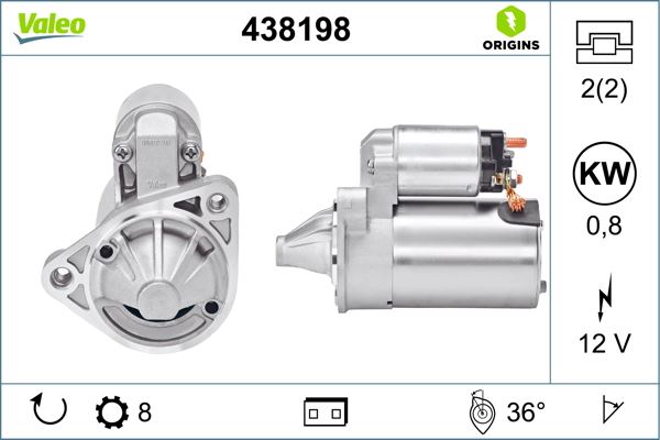 VALEO 438198 Diğer Diğer Donanım & Parçalar - CHEVROLET MATIZ (M200, M250) uyumlu