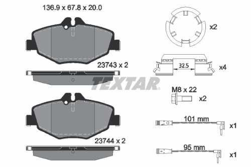TEXTAR 2374303 Fren Sistemleri Fren Balatası - MERCEDES-BENZ E-SERISI T-Model (S211) uyumlu