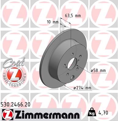 ZIMMERMANN 530.2466.20 Fren Sistemleri Fren Diski - SUBARU XV (_GP_) uyumlu