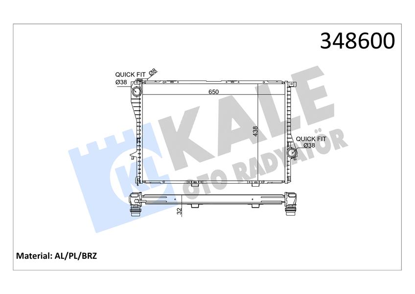 KALE OTO RADYATÖR 348600 Soğutma Sistemi Su Soğutucu & Parçaları - BMW 5 (E39) uyumlu