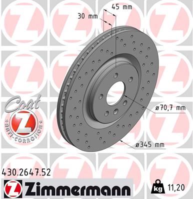 ZIMMERMANN 430.2647.52 Fren Sistemleri Fren Diski - OPEL INSIGNIA B Grand Sport (Z18) uyumlu