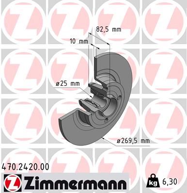 ZIMMERMANN 470.2420.00 Fren Sistemleri Fren Diski - RENAULT MEGANE II Station wagon (KM0/1_) uyumlu