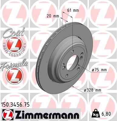 ZIMMERMANN 150.3456.75 Fren Sistemleri Fren Diski - BMW 5 (E39) uyumlu