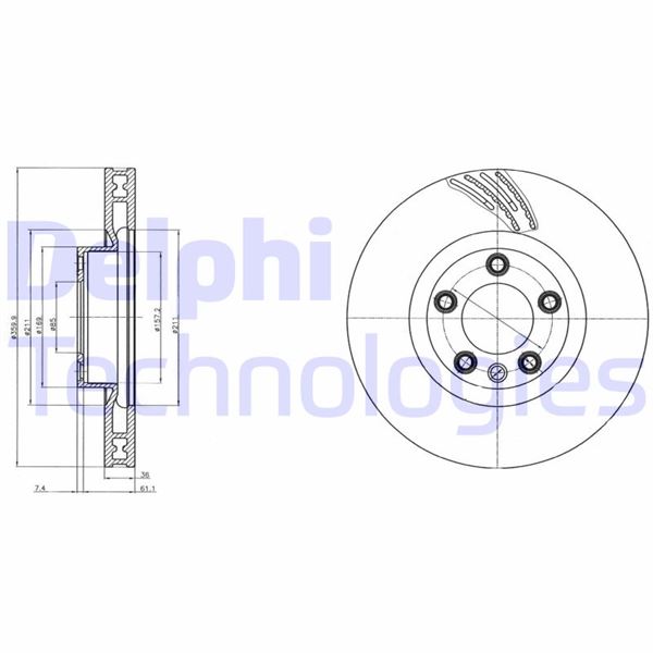 DELPHI BG9101C Fren Sistemleri Fren Diski - PORSCHE CAYENNE (92A) uyumlu