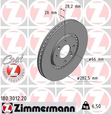 ZIMMERMANN 180.3012.20 Fren Sistemleri Fren Diski - CITROËN XANTIA (X1_, X2_) uyumlu