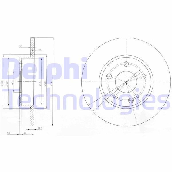 DELPHI BG3840 Fren Sistemleri Fren Diski - MERCEDES-BENZ A-SERISI (W169) uyumlu