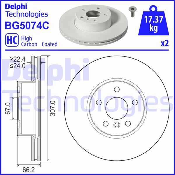 DELPHI BG5074C Fren Sistemleri Fren Diski - BMW 3 (G20, G80, G28) uyumlu