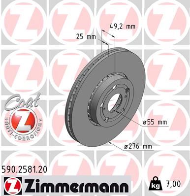 ZIMMERMANN 590.2581.20 Fren Sistemleri Fren Diski - TOYOTA AVENSIS (_T22_) uyumlu