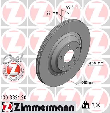 ZIMMERMANN 100.3321.20 Fren Sistemleri Fren Diski - AUDI A6 C6 (4F2) uyumlu