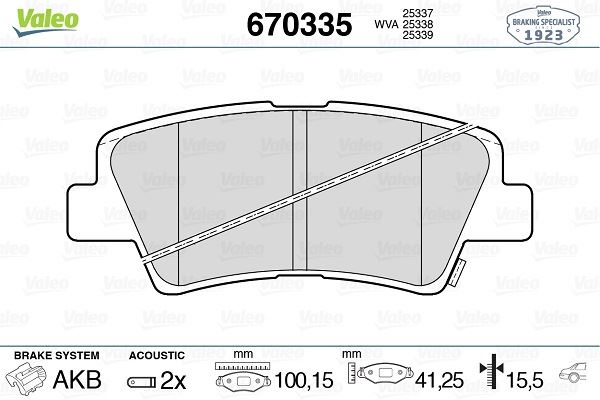 VALEO 670335 Fren Sistemleri Fren Balatası - HYUNDAI i30 (GD) uyumlu