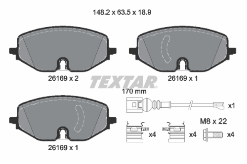 TEXTAR 2616901 Fren Sistemleri Fren Balatası - VW GOLF VIII (CD1, DA1) uyumlu