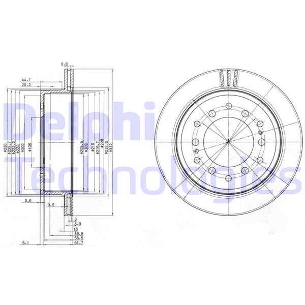 DELPHI BG3557 Fren Sistemleri Fren Diski - TOYOTA LAND CRUISER 90 (_J9_) uyumlu