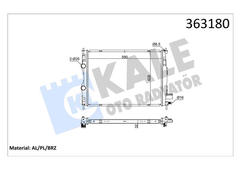 KALE OTO RADYATÖR 363180 Soğutma Sistemi Su Soğutucu & Parçaları - NISSAN QASHQAI I (J10, NJ10) uyumlu