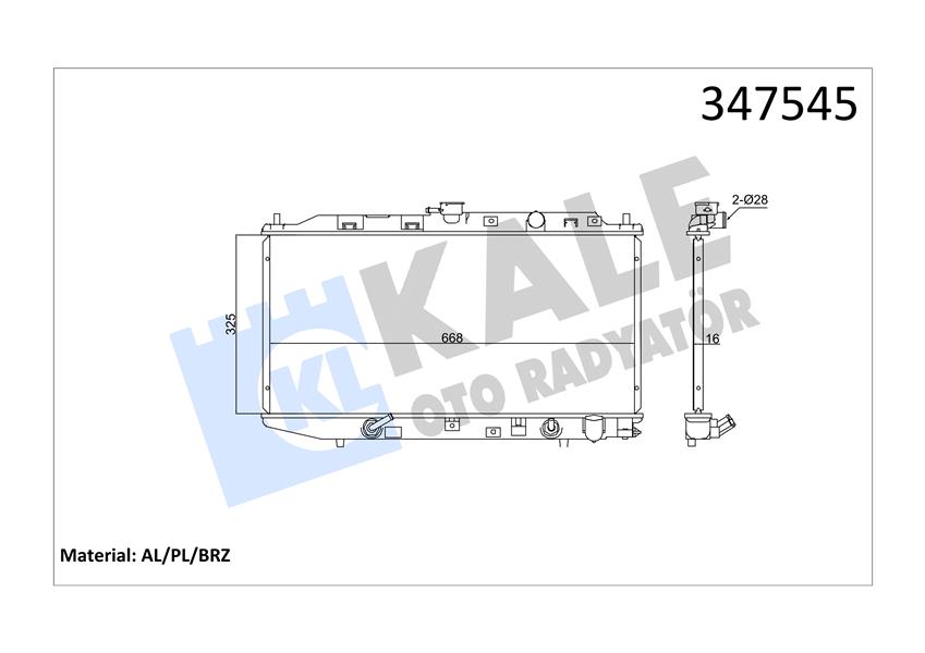 KALE OTO RADYATÖR 347545 Soğutma Sistemi Su Soğutucu & Parçaları - HONDA CIVIC IV Sedan (ED, EF) uyumlu