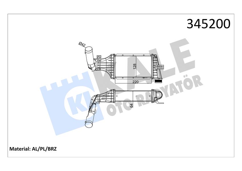 KALE OTO RADYATÖR 345200 Motor Turbo Radyatörü - OPEL ASTRA G Hatchback (T98) uyumlu