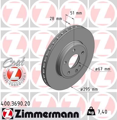 ZIMMERMANN 400.3690.20 Fren Sistemleri Fren Diski - MERCEDES-BENZ B-SERISI Sports Tourer (W246, W242) uyumlu