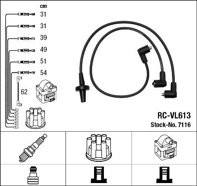 NGK 7116 Ateşleme Sistemi Ateşleme Kablosu - VOLVO 260 (P262, P264) uyumlu