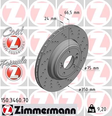 ZIMMERMANN 150.3460.70 Fren Sistemleri Fren Diski - BMW 1 Coupe (E82) uyumlu