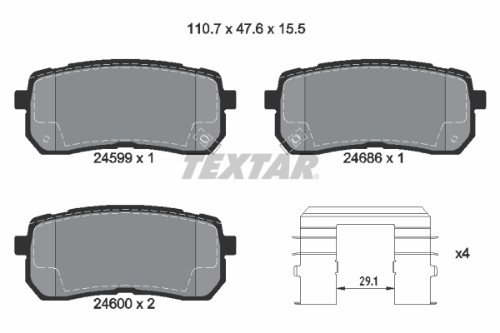TEXTAR 2459901 Fren Sistemleri Fren Balatası - KIA CARNIVAL / GRAND CARNIVAL III (VQ) uyumlu