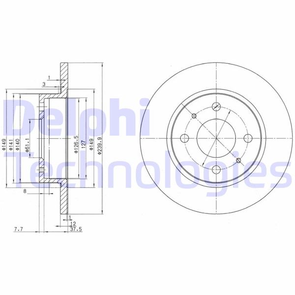 DELPHI BG2379 Fren Sistemleri Fren Diski - NISSAN SUNNY II (N13, B12) uyumlu