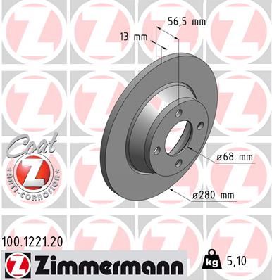 ZIMMERMANN 100.1221.20 Fren Sistemleri Fren Diski - AUDI 80 B4 Sedan (8C2) uyumlu