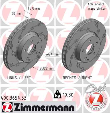 ZIMMERMANN 400.3654.53 Fren Sistemleri Fren Diski - MERCEDES-BENZ C-SERISI (W204) uyumlu