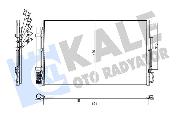 KALE OTO RADYATÖR 357780 İklimlendirme Sistemi Klima Radyatörü - HYUNDAI SANTA FÉ III (DM, DMA) uyumlu