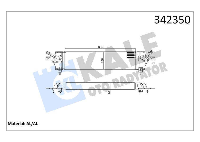KALE OTO RADYATÖR 342350 Motor Turbo Radyatörü - NISSAN QASHQAI I (J10, NJ10) uyumlu