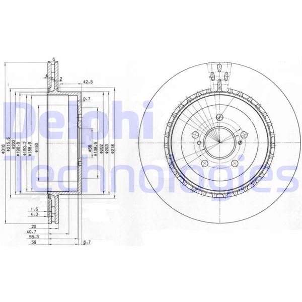 DELPHI BG3819 Fren Sistemleri Fren Diski - SUBARU IMPREZA Station wagon (GG) uyumlu